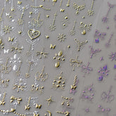 Gold&Silver Nail Stickers, Bowknot & Butterfly Pattern Nail Stickers, Gold Nail Decals, DIY Nails, Aesthetic Nail Stickers